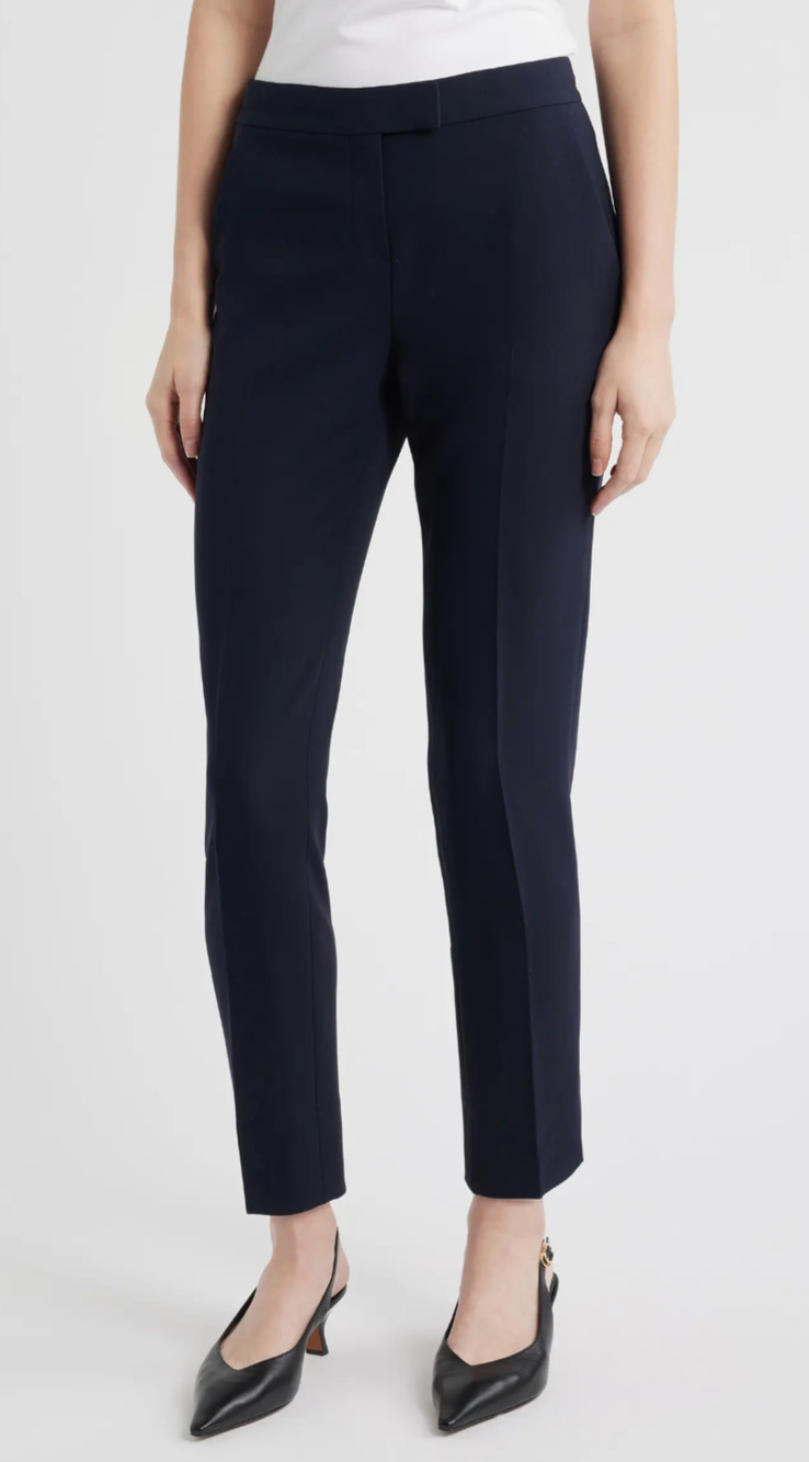 Theory Ibbey Admiral Crepe black ankle trouser pants Size 00 Minimal Career Luxe